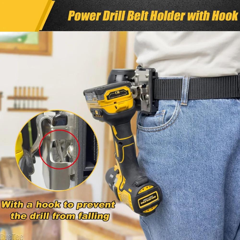 Belt Drill Bit Bracket for Impact Drills Nail Guns Dual Locking Clip Power Holder with Hook Quick Access Home Installation Tools