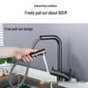 TLXT Gun Grey Pull-out Kitchen Faucet with Purified Drinking Water Function