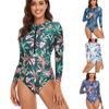 Летний цельный купальник на молнии с принтом, закрытый купальник с длинными рукавами, спортивный женский купальный костюм для серфинга, пляжный купальный костюм