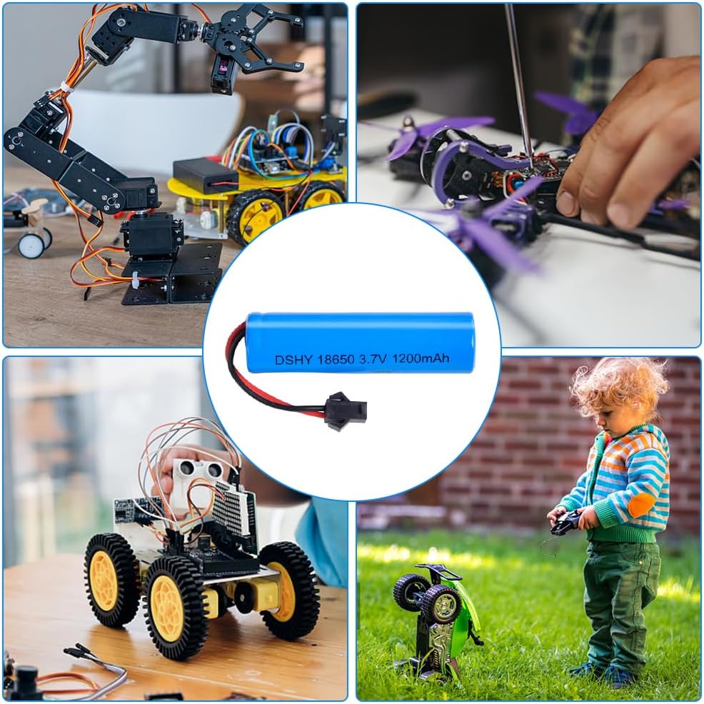 4 шт. Литий-ионный аккумулятор 3,7 В 1200 мАч с разъемом SM-2P + USB-кабель – Совместим с радиоуправляемой машиной DE45 DE42 1:14