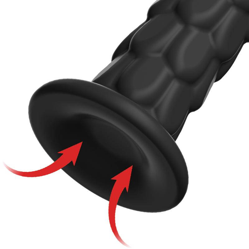 Fish Scale Anal Plug Three-Piece Suction Cup Silicone Anal Plug Extended Anal Strip Anal Vibrator Black Adult Sex Toy