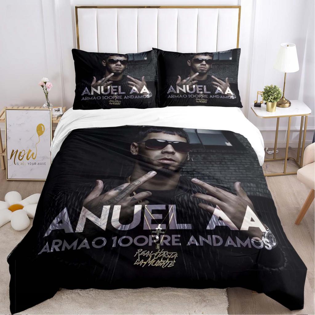 Anuel Aa Рэпер Хип-хоп Певец Всесезонное Постельное Белье Пододеяльник Комплект Постельного Белья Мягкий Чехол на Одеяло и Наволочки Подростковый Односпальный_Двуспальный_Queen_King