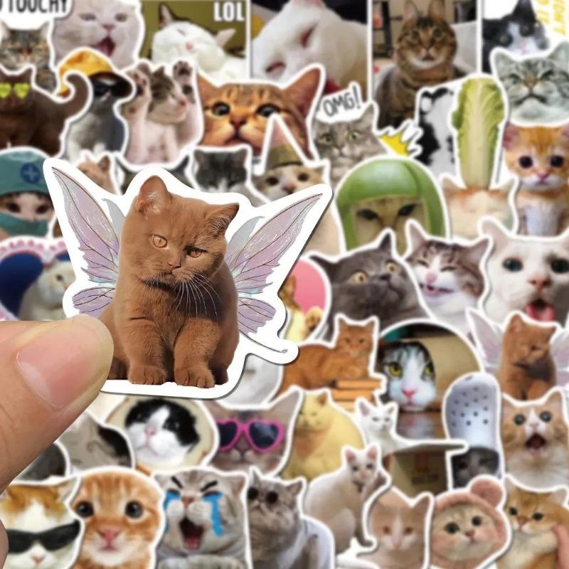 50 шт. Забавные наклейки с котами, Креативные наклейки для ноутбука, чехла, бутылки для воды для DIY