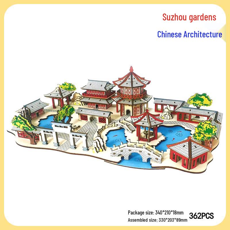 3D Wooden Puzzle House: Adult & Children's Educational DIY Building Blocks