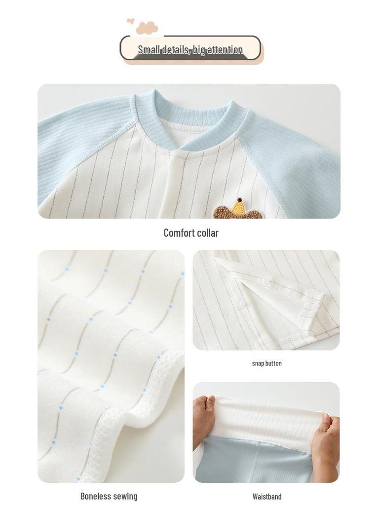 Комплект для младенца из чистого хлопка с высокой талией - Одежда для новорожденных на осень/весну и брюки с защитой животика