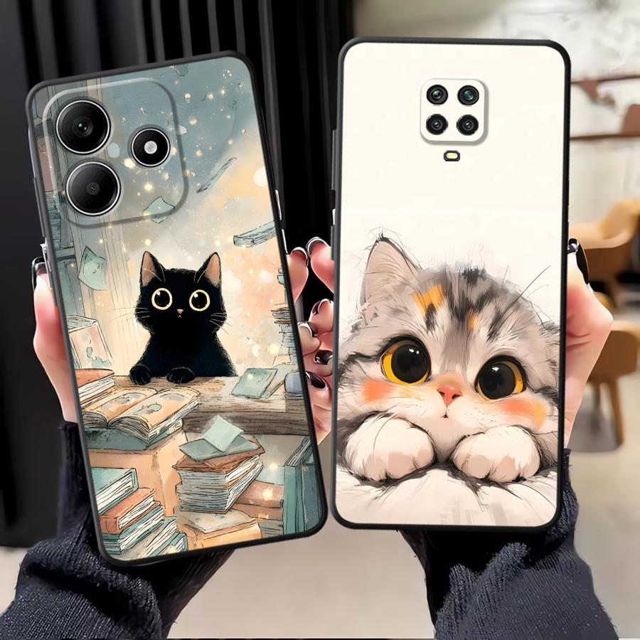 Чехол для телефона для Xiaomi Redmi Note 14 10 12C 13C 14C A3 13 Pro Plus A1 12 11 9 8 7 K80 A4 A5 A2 K40 A1 Мультяшный кот