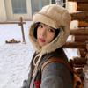 Флисовая ушанка из овечьей шерсти женская зимняя Северо-восточная лыжная шапка теплая большой обхват головы летучка