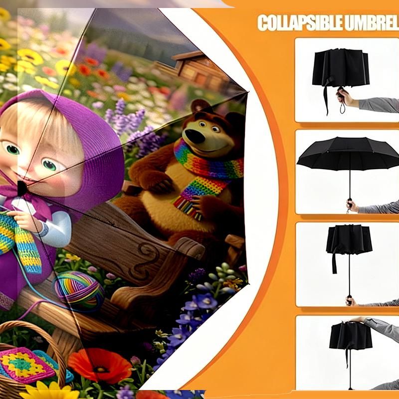 cartoon animation Print Umbrella Automatic Opening/ Closing - Portable Foldable Design - Daily use for Travel/Outdoor - Gift for Birthday