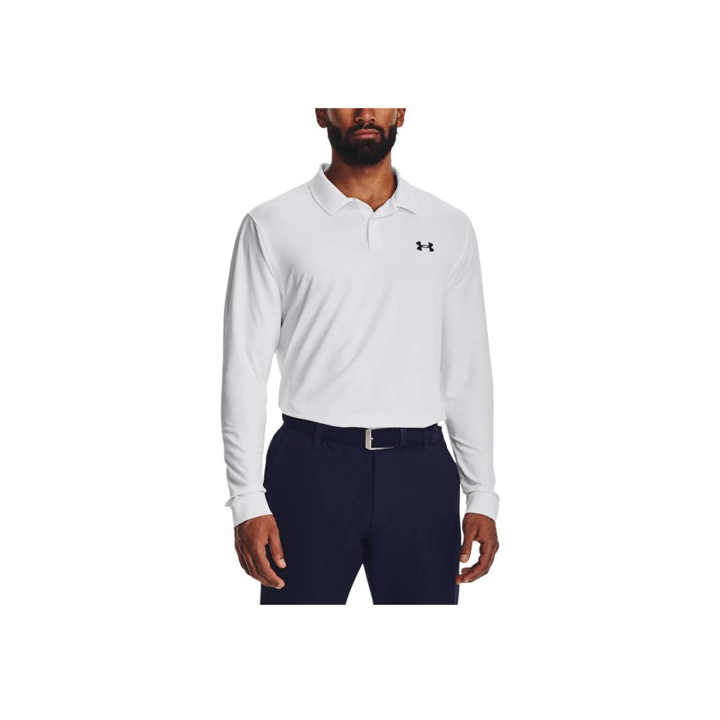 Under Armour Однотонная рубашка поло с длинным рукавом с принтом, мужская, белая 1379728-100