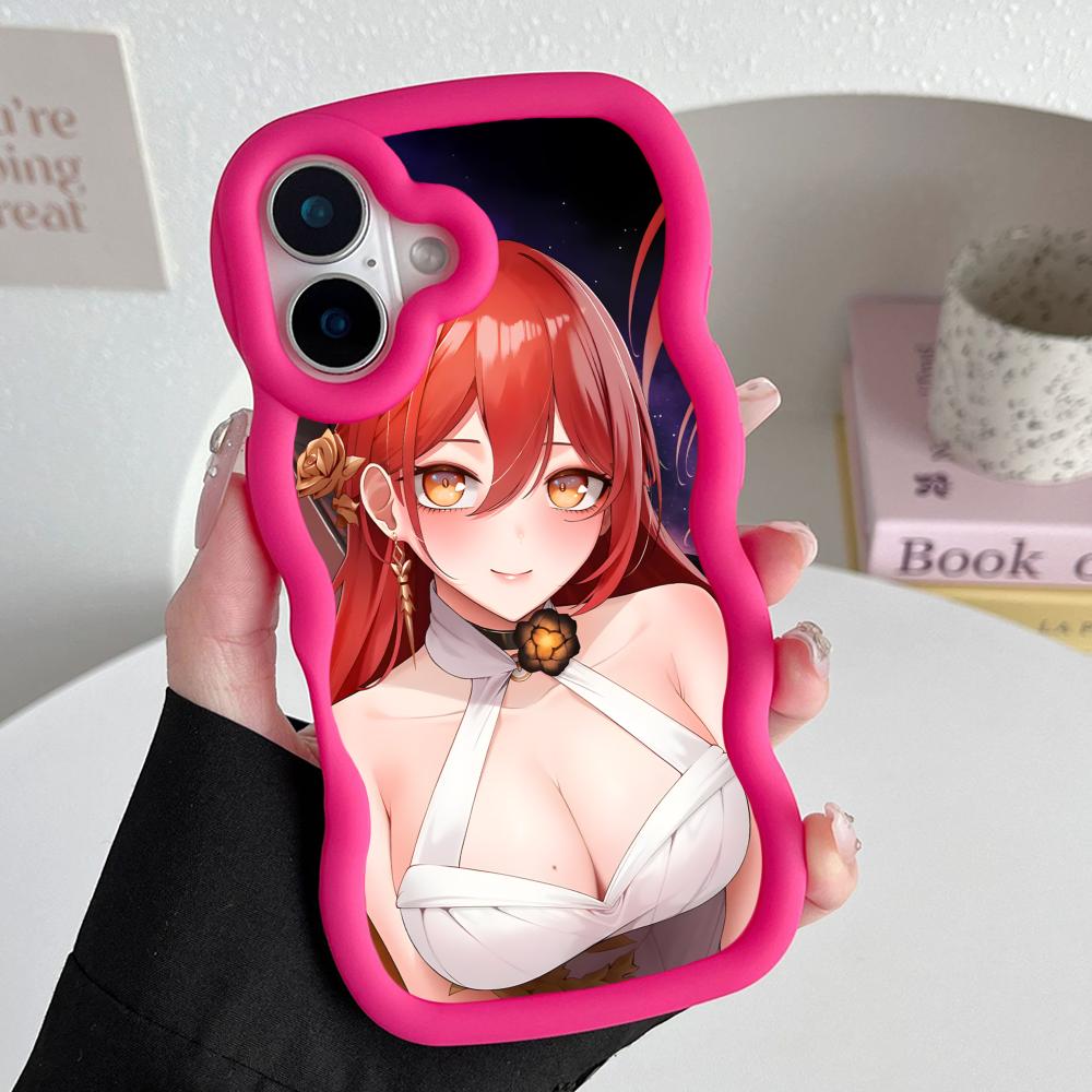 HSR Himeko Чехол для мобильного телефона из ТПУ с волнистым краем для iPhone 17 16 15 14 13 12 11 Air Pro Max Plus Цветная крышка