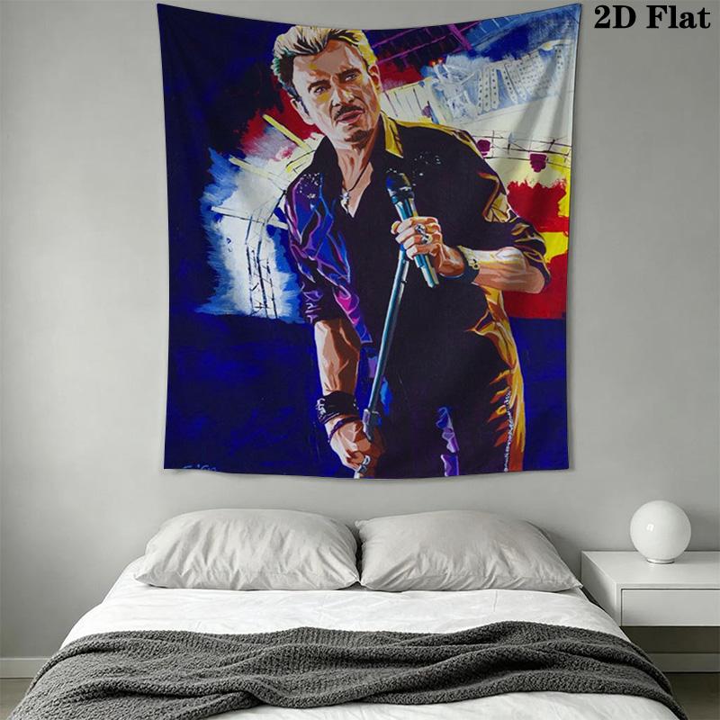 Johnny Hallyday Legend Music Tapestry Background Cloth Fashion Print Homestay Soft Decoration Tapestry Soft Wall Decoration