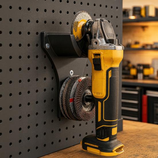 Angle Grinder Organizer, Wall Mount with Disc Storage Bracket, Heavy Duty Grinder Cutting Machines Tool Holder, for Workshop Garage