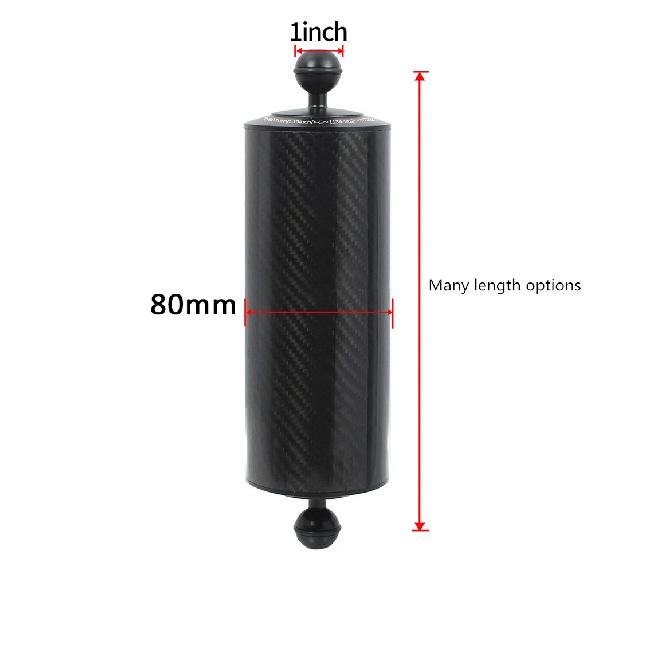 Diving Carbon Fiber 1inch Dual Ball Head Float Buoyancy Arm D20/40/60/80mm Camera Underwater Mount 5/6/7/8/9/10/11/12/14 Inch