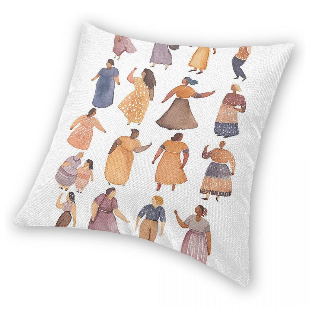 Women Strength Diversity Grace Square Pillowcase Polyester Linen Velvet Pattern Decorative Pillow Case Cushion Cover