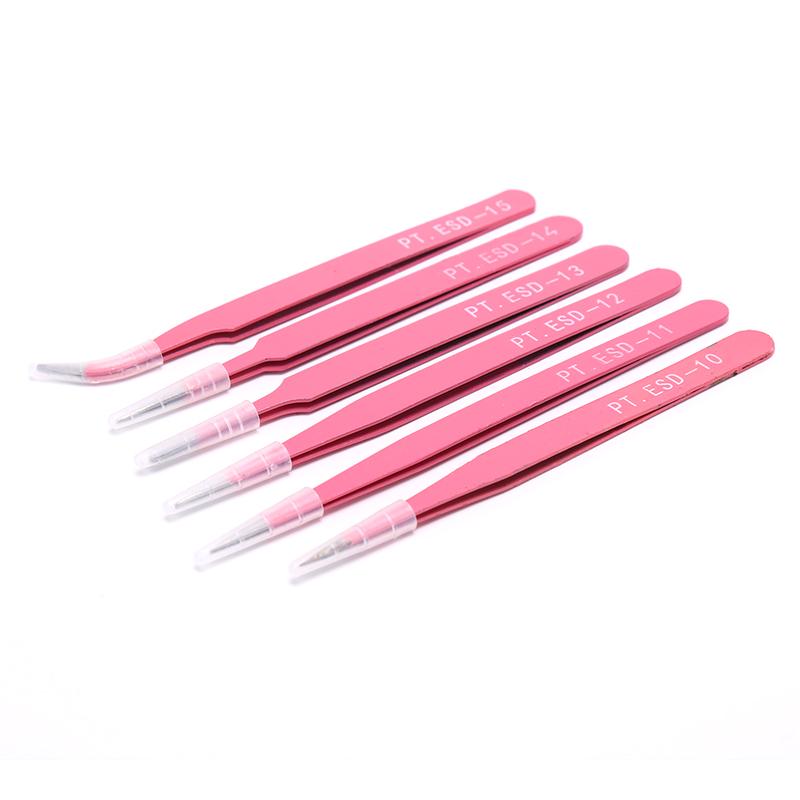 Профессиональный розовый пинцет для бровей, косой пинцет из нержавеющей стали для красоты волос