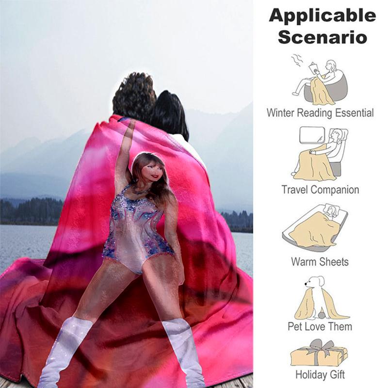 1pc Blanket Taylor Swift Print Design, Lightweight Blanket for Sofa, Bed- Soft &Warm, Gift for All Seasons like Christmas, Halloween