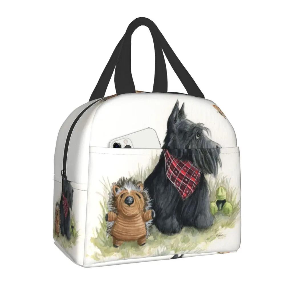 Scottish Terrier Resuable Lunch Boxes Women Multifunction Butterfly Scottie Dog Thermal Cooler Food Insulated Lunch Bag