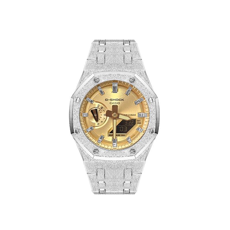 CASIO Customized watch modified series steel and gold era trend modification waterproof luminous steel and gold era Quart GA-2100GB-1A