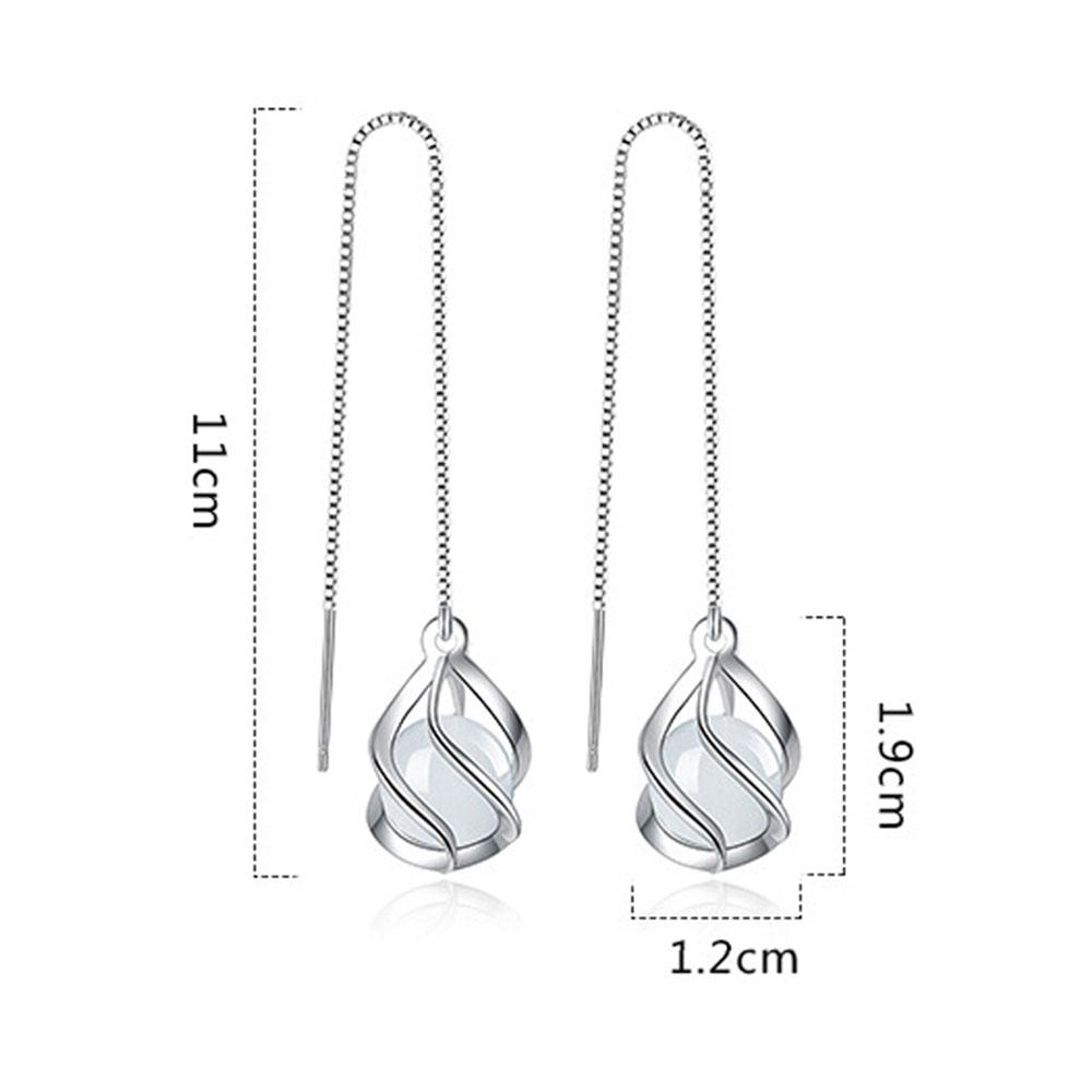 Новые 925 пробы стерлингового серебра женские серьги линии моды геометрия высокого качества круглые опаловые длинные серьги кулон ювелирные изделия фестиваль подарок