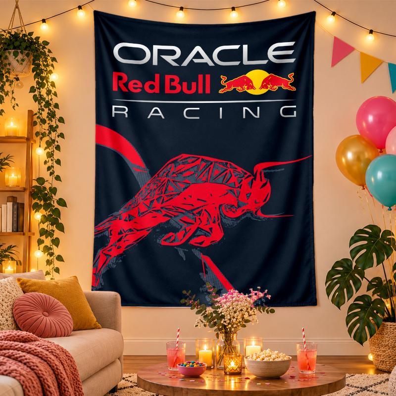 Полиэстеристый настенный гобелен с дизайном Red Bull Racing, Декоративное панно для спальни, гостиной, общежития