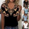(Qunide) Women's Fashion Print V-neck Short Sleeves Printed T-shirt