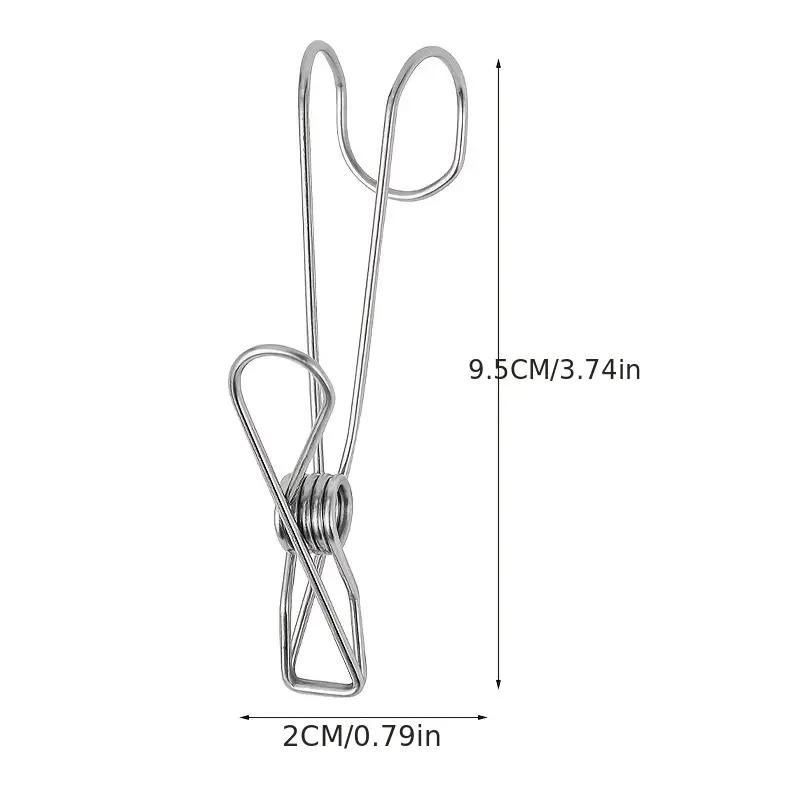 10 шт. прищепок из нержавеющей стали с крючками, металлические пружинные зажимы с крючками, универсальные подвесные зажимы для офисов, кухонь, ванных комнат