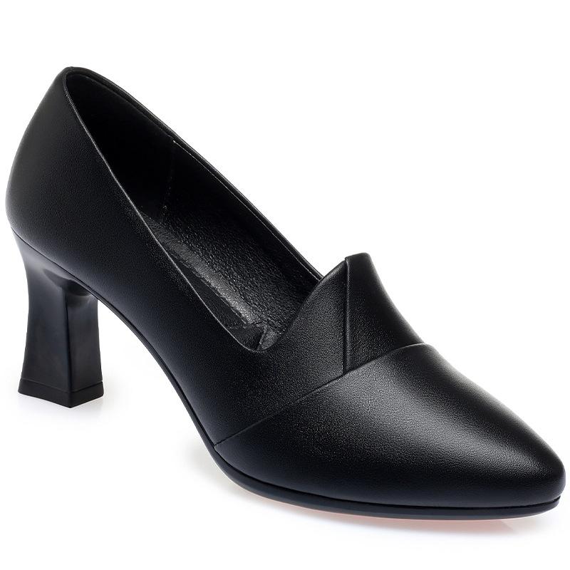 Модная женская крутая высококачественная легкая черная обувь-лодочки на высоком каблуке для офисной леди, классический комфорт, весенне-осенняя обувь из мягкой кожи