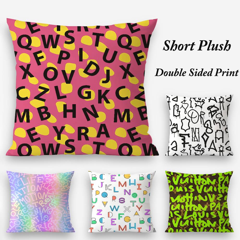 Простой английский алфавит Наволочка Плюшевая ткань Мягкая Двусторонняя печать Дом Диван Высокое качество Чехол для подушки Накидка