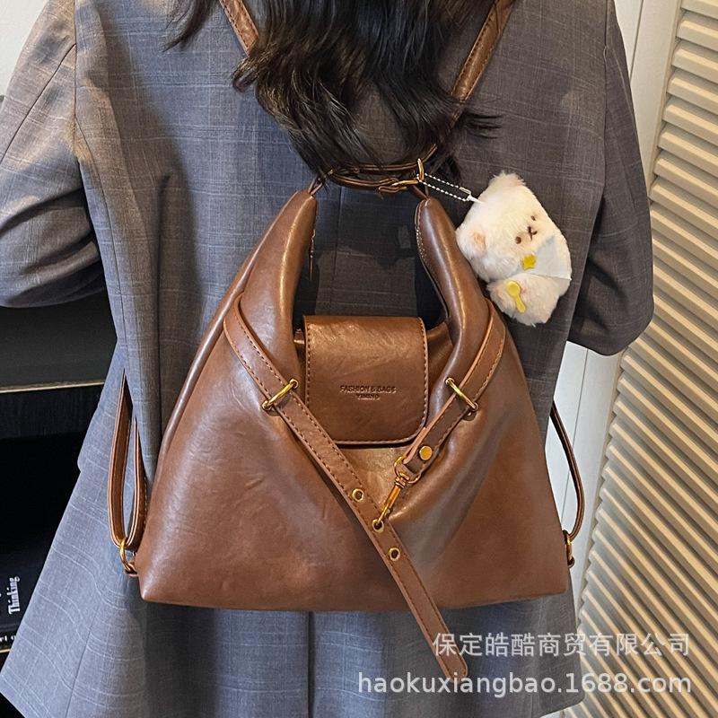 Ретро сумка-тоут женская большой вместимости 2025 новая осенне-зимняя повседневная на плечо сумка-мессенджер многофункциональный рюкзак