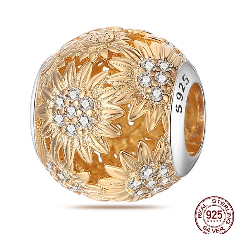 Оригинальные Медные Золотые Шармы Бусины Подсолнух Собаки Леопард Светлячок Подвески Подходят для Браслета Ювелирный Подарок Маркировка