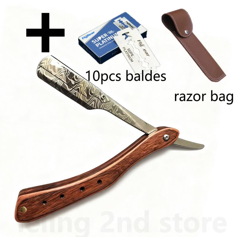 1 шт. Деревянная профессиональная ручная бритва с прямым лезвием из нержавеющей стали, острая парикмахерская бритва, складной бритвенный инструмент для стрижки бороды