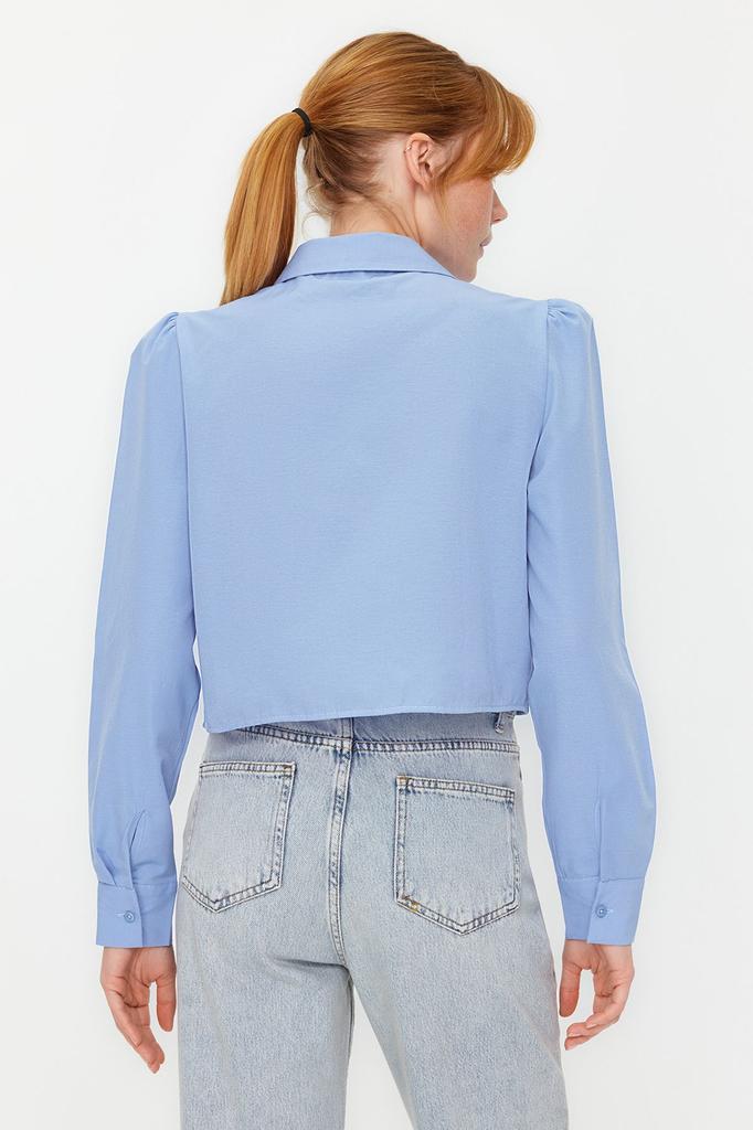 Women's Fashion New Shirt Lilac Crop Woven Shirt