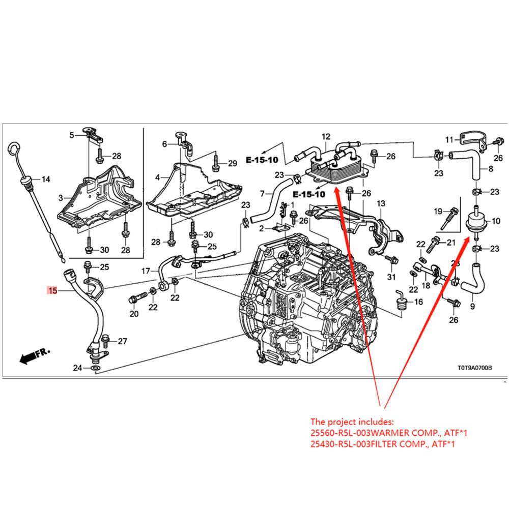 Transmission Oil Fluid Cooler 25560-R5L-003 For 12-15 Honda CR-V Crosstour 2.4L