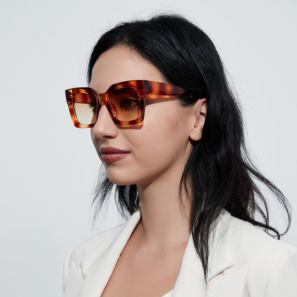 Очки 95157 Осенние квадратные большие оправы прозрачные цветные солнцезащитные очки женские ретро солнцезащитные очки мужские