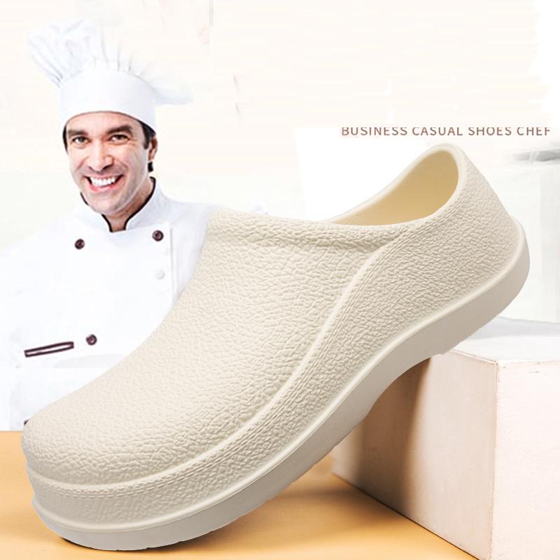 Fashion Men's Chef Shoes Water-proof Oil-proof Kitchen Shoes Non-slip Garden Clogs Man Summer Beach Slippers Hotel Work Shoe EVA Sandal