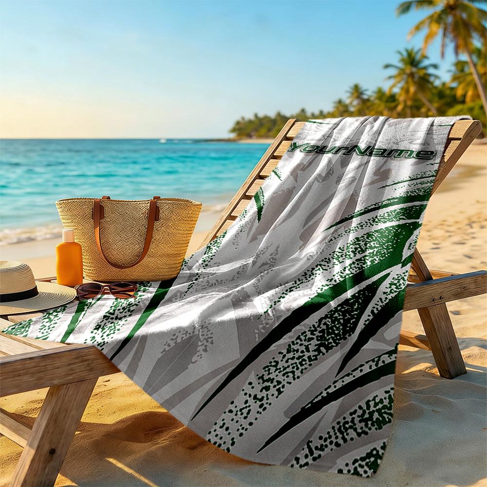 Ethnic Tribal Patterns Personalized Text Beach Towel Quick-Dry Soft Microfiber Perfect for Traveling Yoga Camping and Swimming