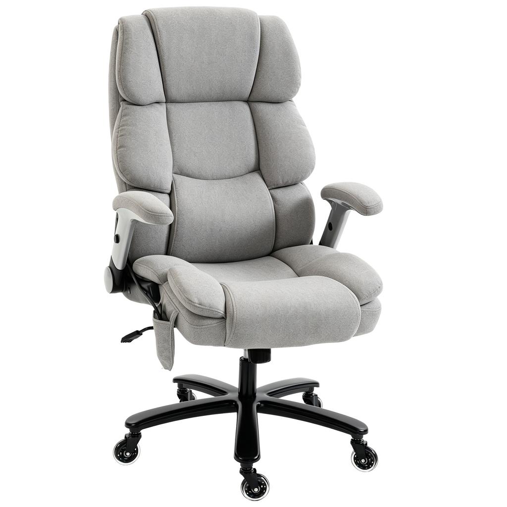 Office Chair with Airbag Lumbar Support, Desk Chair with Flip-Up Armrests, Pocket Springs, Light Grey