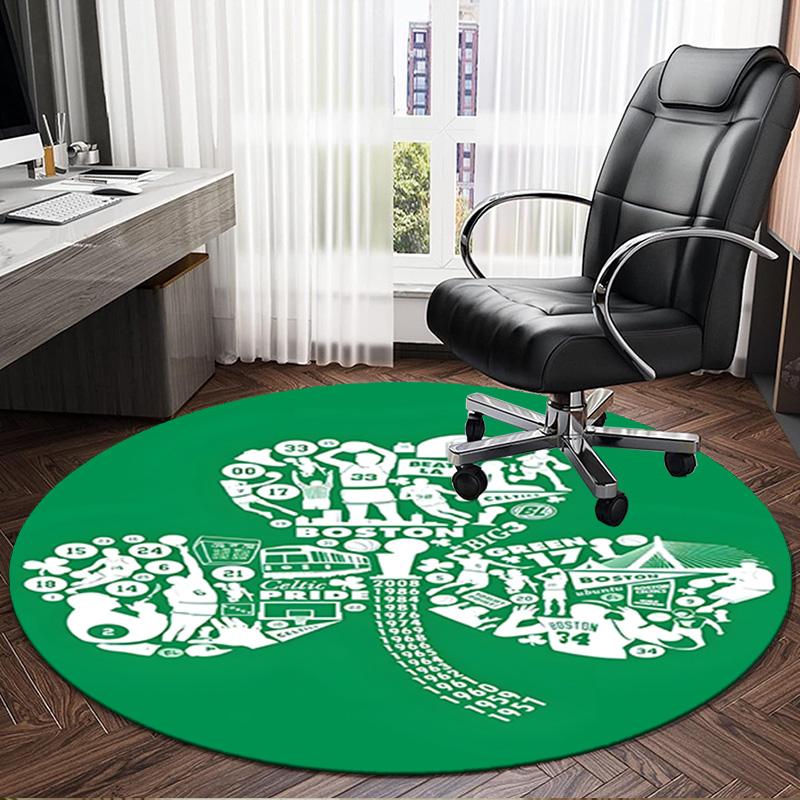 Boston Sports Icons Round Rug for Livingroom,Bedroom, Palyroom, Chair Rug, Area rug, Circle Carpet, Large Size Fan Christmas gift