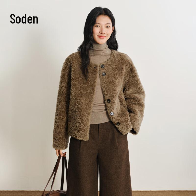 WHIteALLUSION Женское элегантное шерстяное меховое пальто с круглым вырезом