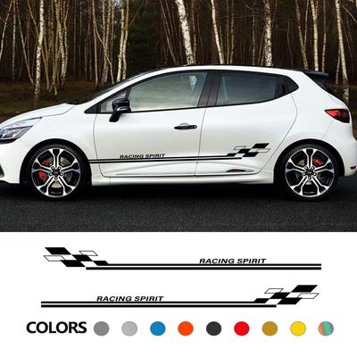 2 шт. Боковые наклейки на двери автомобиля Для Renault Clio Megane Duster Автоаксессуары Графика Racing Spirit Декор Наклейки Виниловая пленка Покрытие