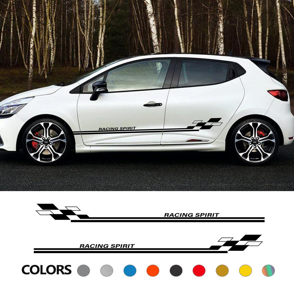 2 шт. Боковые наклейки на двери автомобиля Для Renault Clio Megane Duster Автоаксессуары Графика Racing Spirit Декор Наклейки Виниловая пленка Покрытие