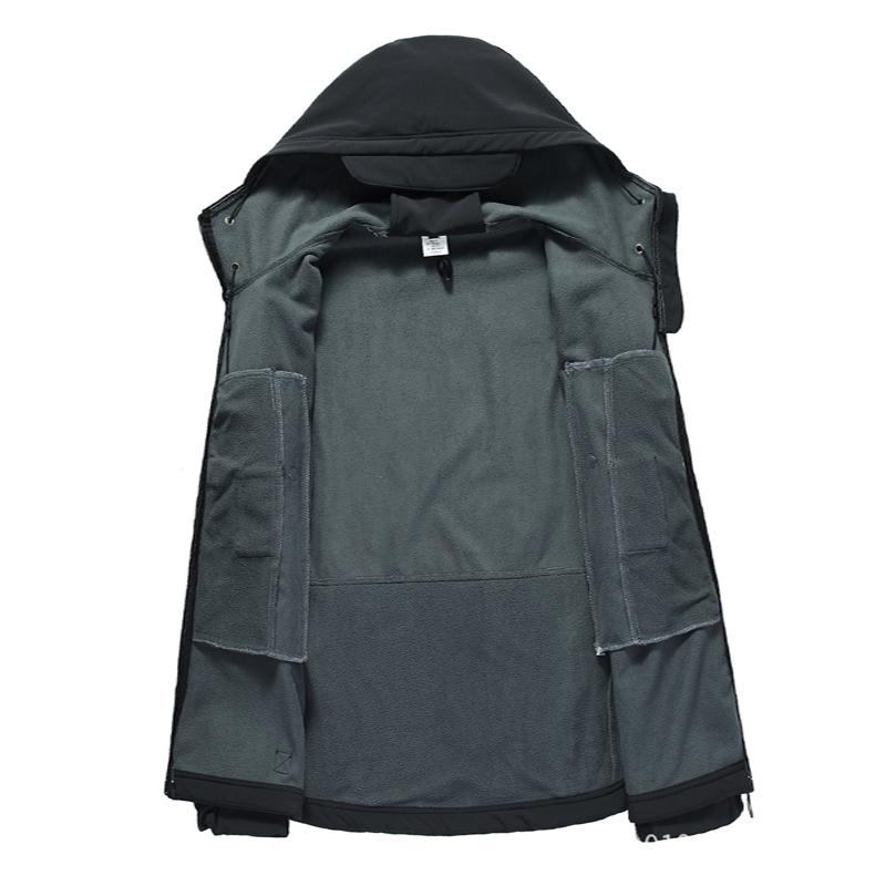 Men Military Winter Fleece Sharkskin Tactical Outdoor Jackets Camping Hiking Trekking Hunting Fishing Climbing Cargo Hoodie Coat