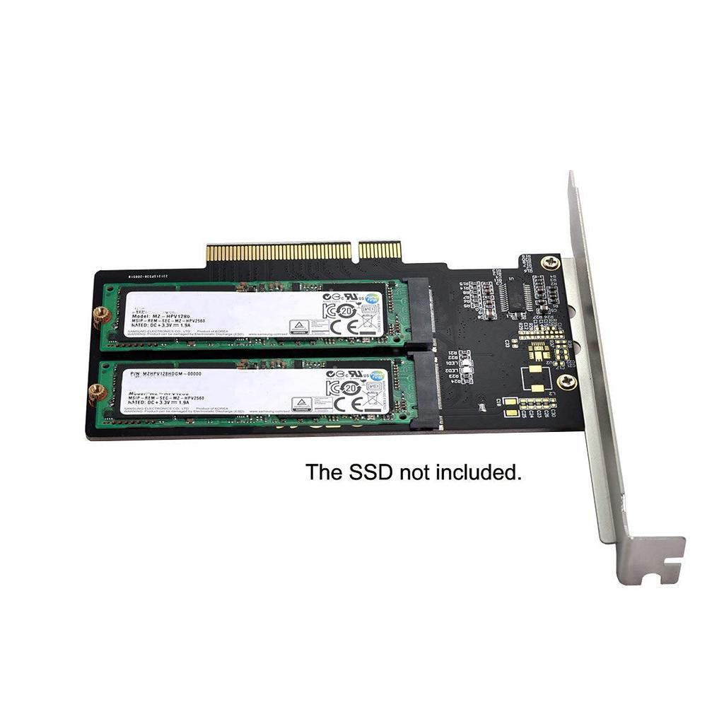 Адаптер ChenYang Dual M.2 на PCIe 3.0 X8, карта расширения PCI Express для двух SSD NVME/AHCI с кронштейном для слота 12 см