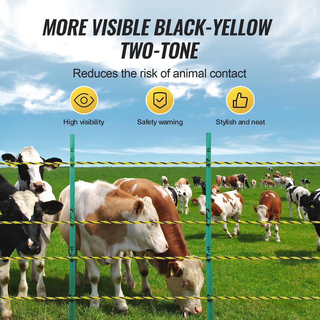 VEVOR Electric Fence Wire, 3366Ft 1026M Portable Polywire, 1/8" Diameter 6 Stainless Steel Strands for Reliable Conductivity and UV