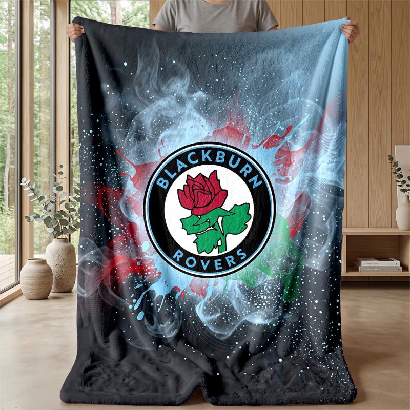 Blackburn Rovers Football Print Flannel Blanket, Soft Warm Lightweight Throw Blanket for Sofa Bed Camping