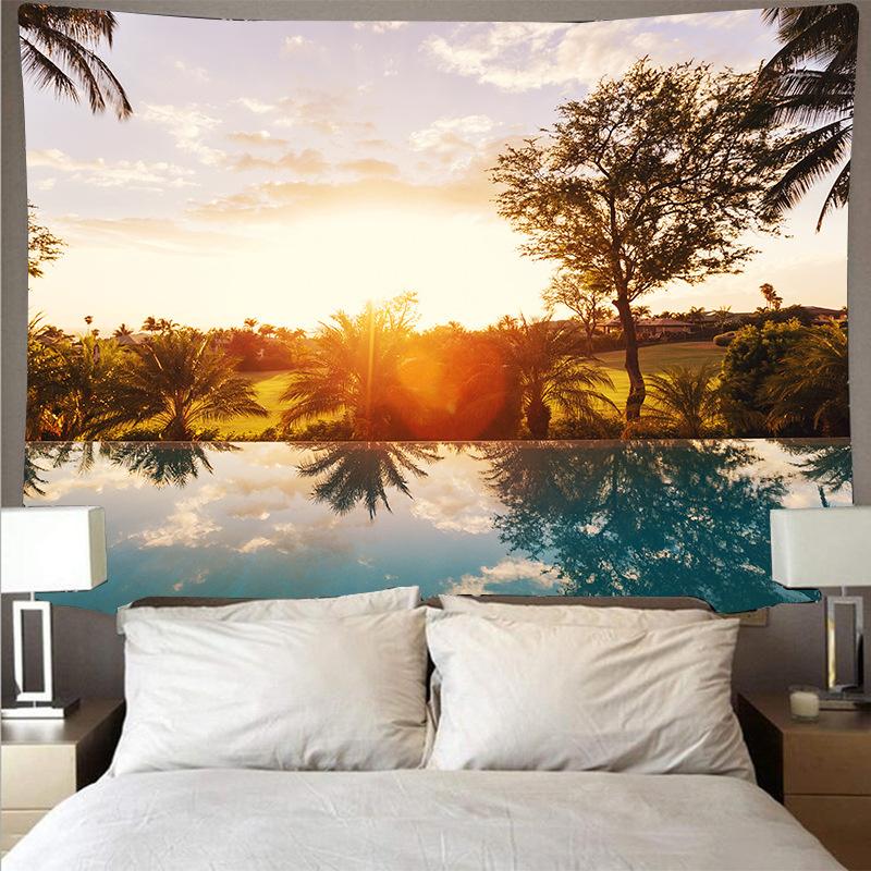 Синий океан волны гобелен закат облака природа искусство настенная ткань подушка фон одеяло Бохо домашний декор