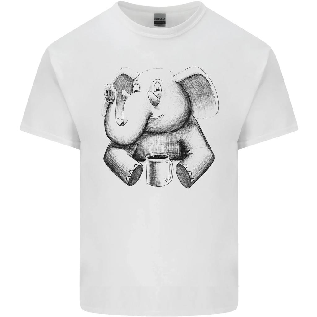 An Elephant Drinking Coffee Kids T-Shirt Childrens
