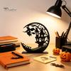 Haunted House Props Halloween Witch Metal Decoration, Hollow Castle Hanging Ornament, Broom Seasonal Home Decor Table Sign for Holiday Party