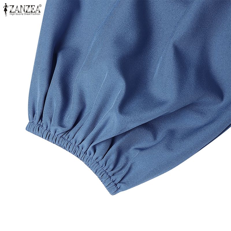 ZANZEA Мусульманское повседневное платье с круглым вырезом, длинными рукавами и свободным кроем для женщин