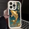Чехол для телефона iPhone 17 Air 16E 15 16 Pro Max Золотая Рыбка Счастливым Карпом Кои Чехол 14 Plus 13 12 Mini Мягкий Силиконовый Fundas